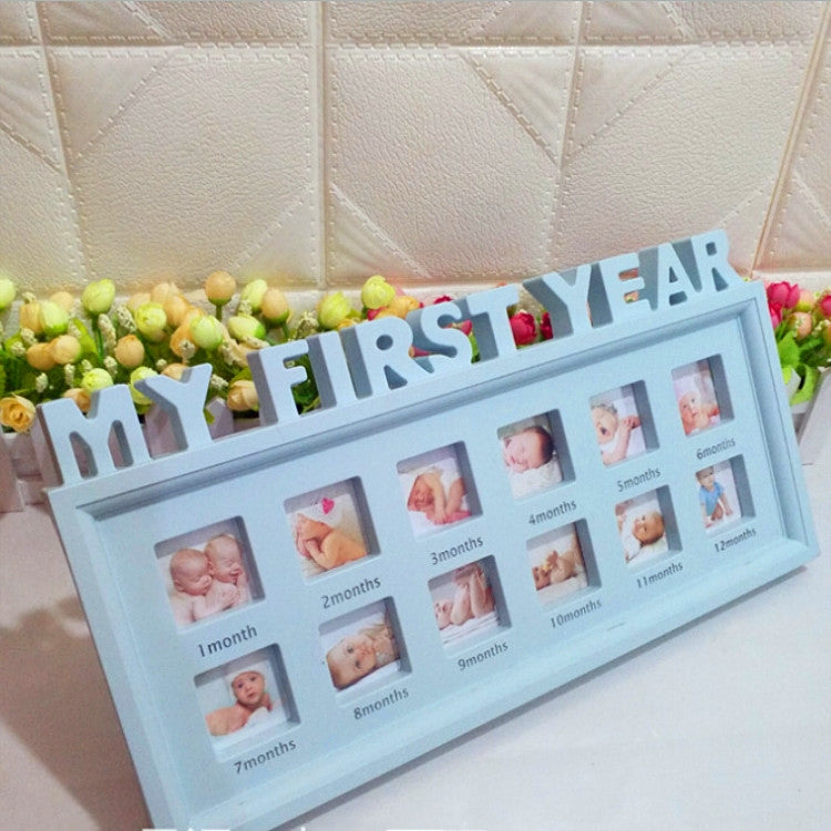 ELECTROPRIME Creative DIY Home Room Decoration Baby Memorial Growing Photo Frame Display(Blue)
