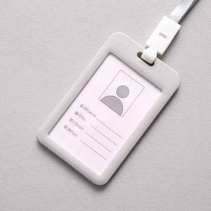 ELECTROPRIME 3 PCS Credit Card Holders PU Bank Card Neck Strap Bus Card ID Card Holder Identity Badge with Lanyard(Gray)