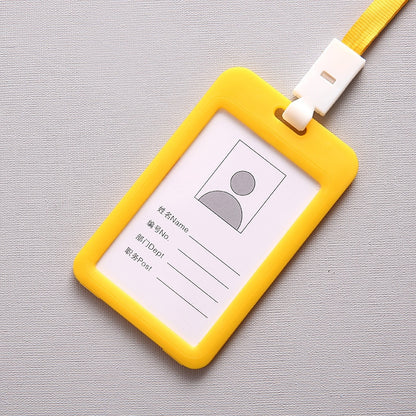 ELECTROPRIME 3 PCS Credit Card Holders PU Bank Card Neck Strap Bus Card ID Card Holder Identity Badge with Lanyard(Yellow)