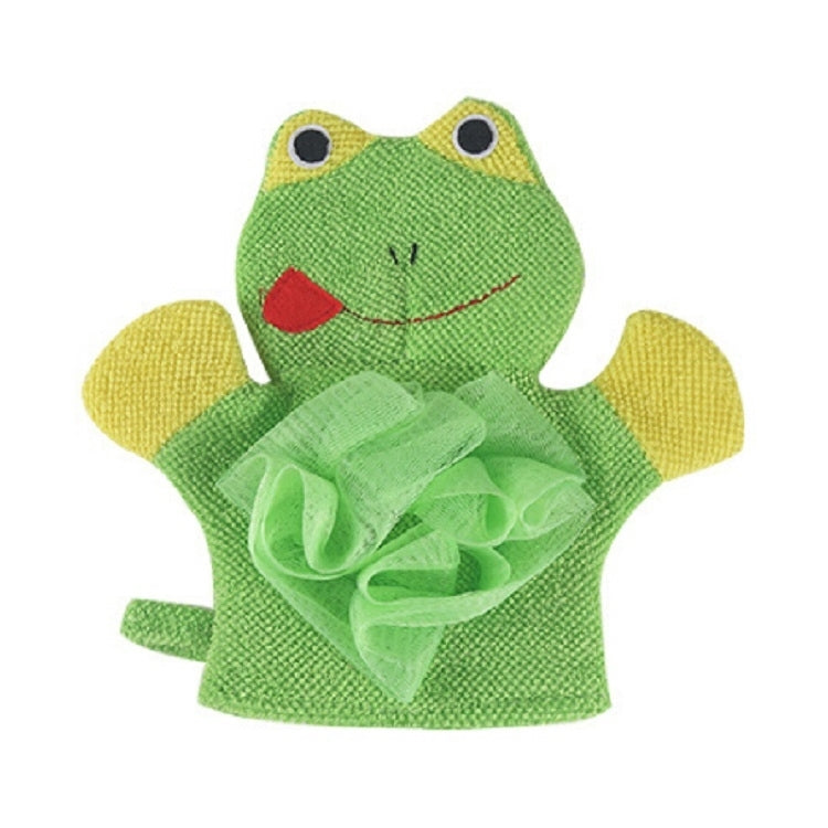ELECTROPRIME Cartoon Children Double-sided Bath Towel Thickened Bathing Gloves(Green Frog)