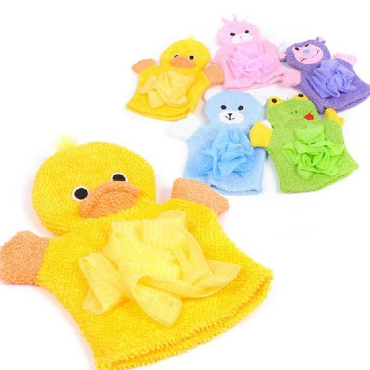 ELECTROPRIME Cartoon Children Double-sided Bath Towel Thickened Bathing Gloves(Green Frog)