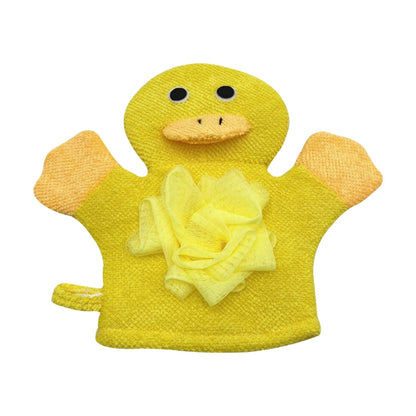 ELECTROPRIME Cartoon Children Double-sided Bath Towel Thickened Bathing Gloves(Yellow Duck)