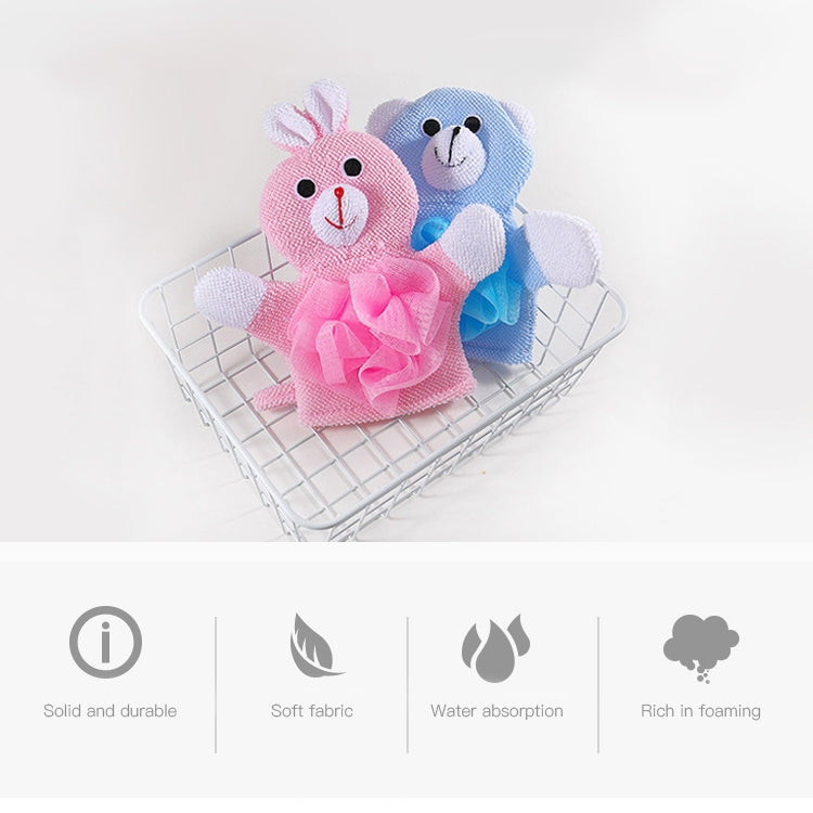 ELECTROPRIME Cartoon Children Double-sided Bath Towel Thickened Bathing Gloves(Yellow Duck)