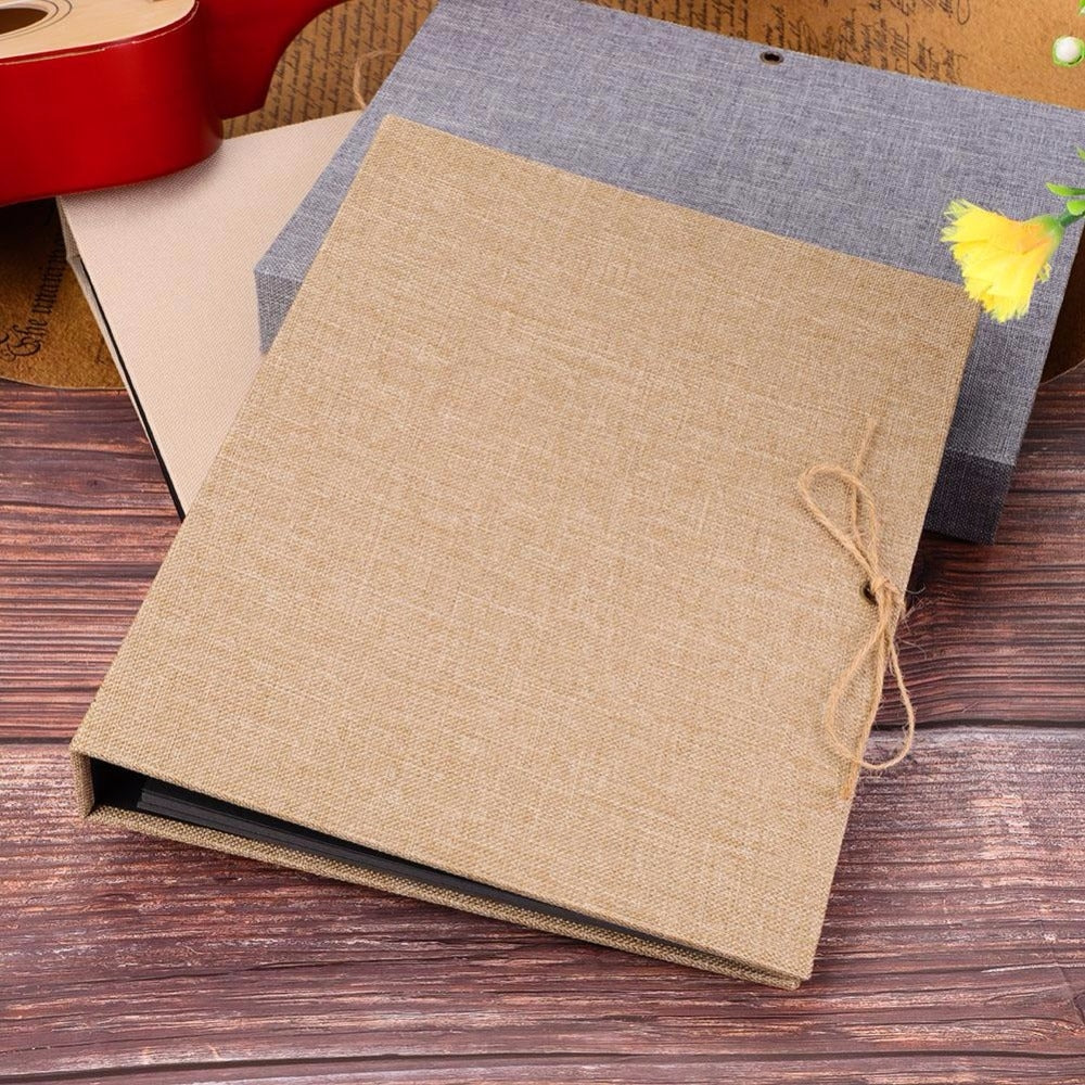 ELECTROPRIME 10 inch Vertical Photo Album Hand-paste Linen Album Children Growth Creative Gift Album(Gray)