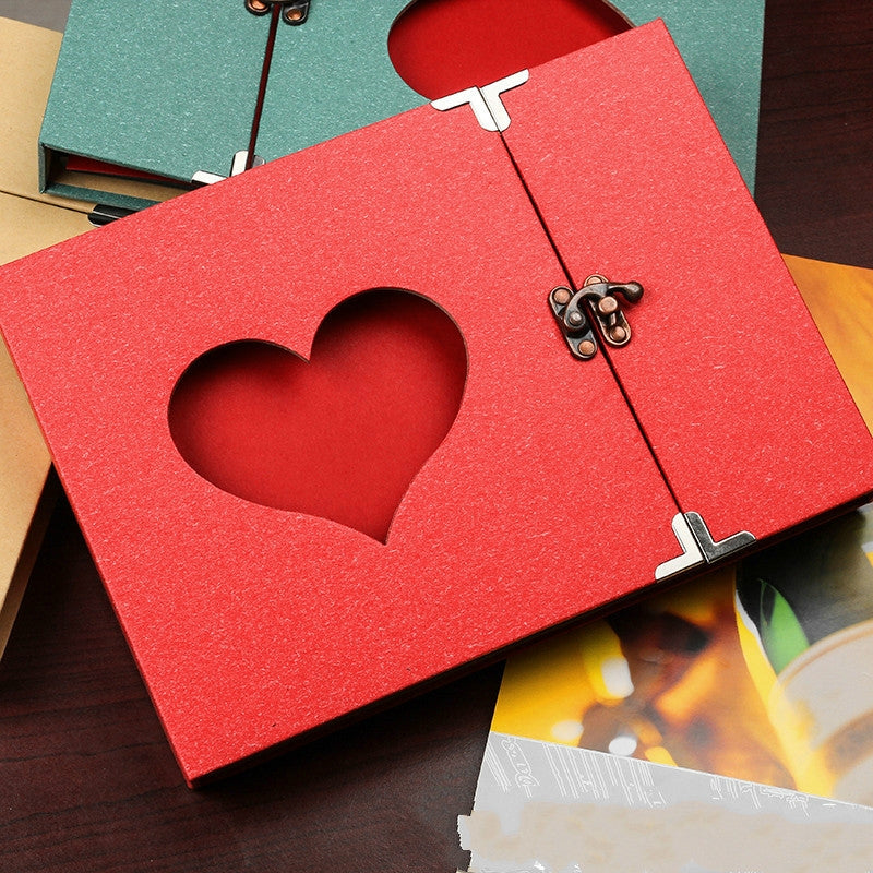 ELECTROPRIME 10 inch Hollow Ring Album Couple Models Creative Photo Album(Red Love)