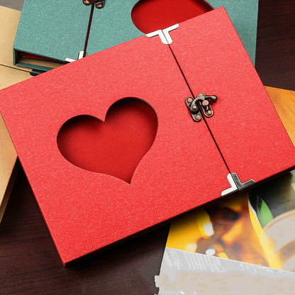 ELECTROPRIME 10 inch Hollow Ring Album Couple Models Creative Photo Album(Red Love)