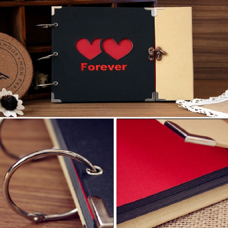 ELECTROPRIME 10 inch Hollow Ring Album Couple Models Creative Photo Album(Red Love)