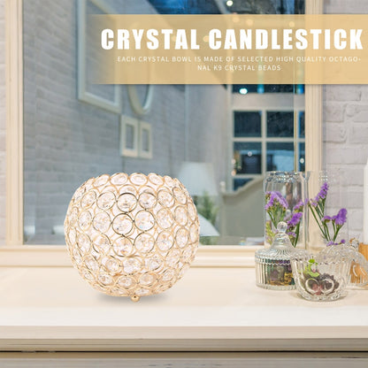 ELECTROPRIME Crystal Ball Candlestick Vase Road Lead Ball Type Candlestick Wedding Candlestick Decoration, Size:80mm(Gold)