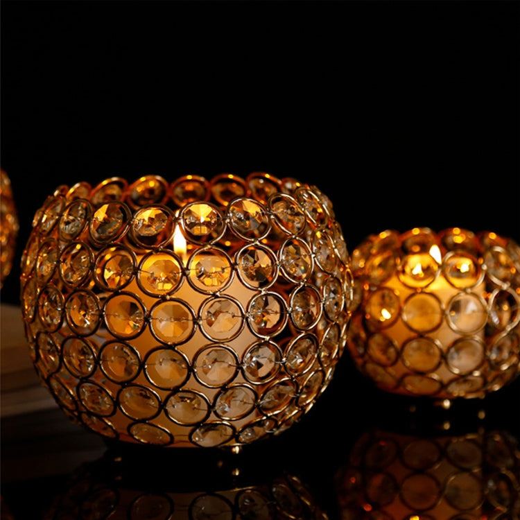 ELECTROPRIME Crystal Ball Candlestick Vase Road Lead Ball Type Candlestick Wedding Candlestick Decoration, Size:80mm(Gold)