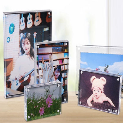 ELECTROPRIME Magnetic Acrylic Transparent Rectangle Photo Frame Creative Birthday Photo Frame, Size:102x153mm