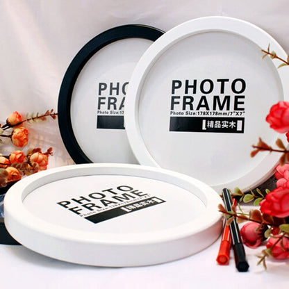 ELECTROPRIME Hanging Wall  Mounted Round Photo Frame Creative Gifts  Home Decoration Wood-based Photo Frame Holder, Size:10 inch(Black)
