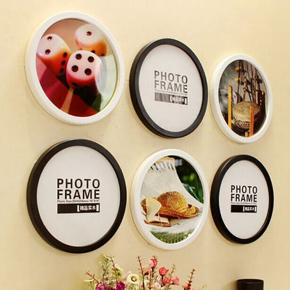 ELECTROPRIME Hanging Wall  Mounted Round Photo Frame Creative Gifts  Home Decoration Wood-based Photo Frame Holder, Size:10 inch(Black)