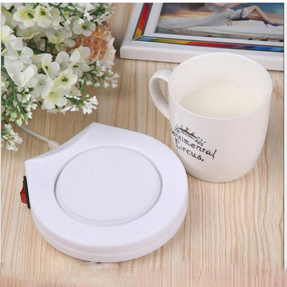 ELECTROPRIME Beverage Heater Tray Pad Milk Tea Coffee Mug Hot Drinks Cup Heater, Shape:Round(White)