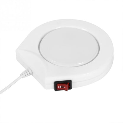 ELECTROPRIME Beverage Heater Tray Pad Milk Tea Coffee Mug Hot Drinks Cup Heater, Shape:Round(White)