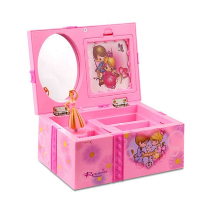ELECTROPRIME Girly Heart Dancing Girl Jewelry Storage Music Box, Style:Love(Pink)