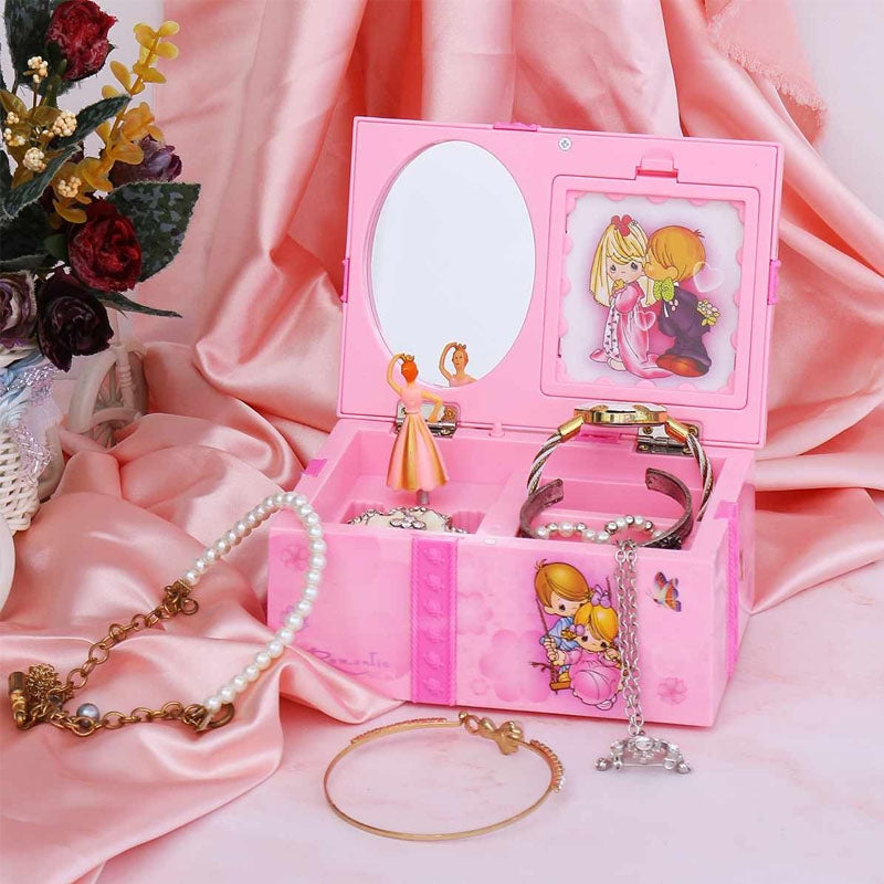 ELECTROPRIME Girly Heart Dancing Girl Jewelry Storage Music Box, Style:Love(Pink)