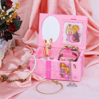 ELECTROPRIME Girly Heart Dancing Girl Jewelry Storage Music Box, Style:Love(Pink)