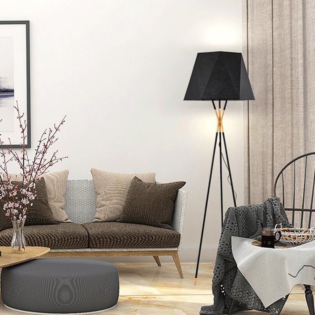 ELECTROPRIME Creative Simple Three-legged Floor Lamp Living Room Bedroom Model Room Light Decorative Light(White Light)
