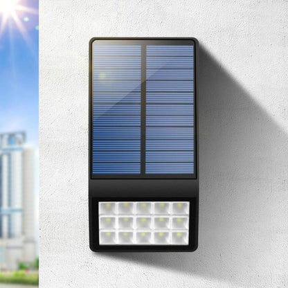 ELECTROPRIME 15 LEDs Light Control Outdoor IP65 Waterproof Solar Powered Garden LED Wall Lamp(Black)