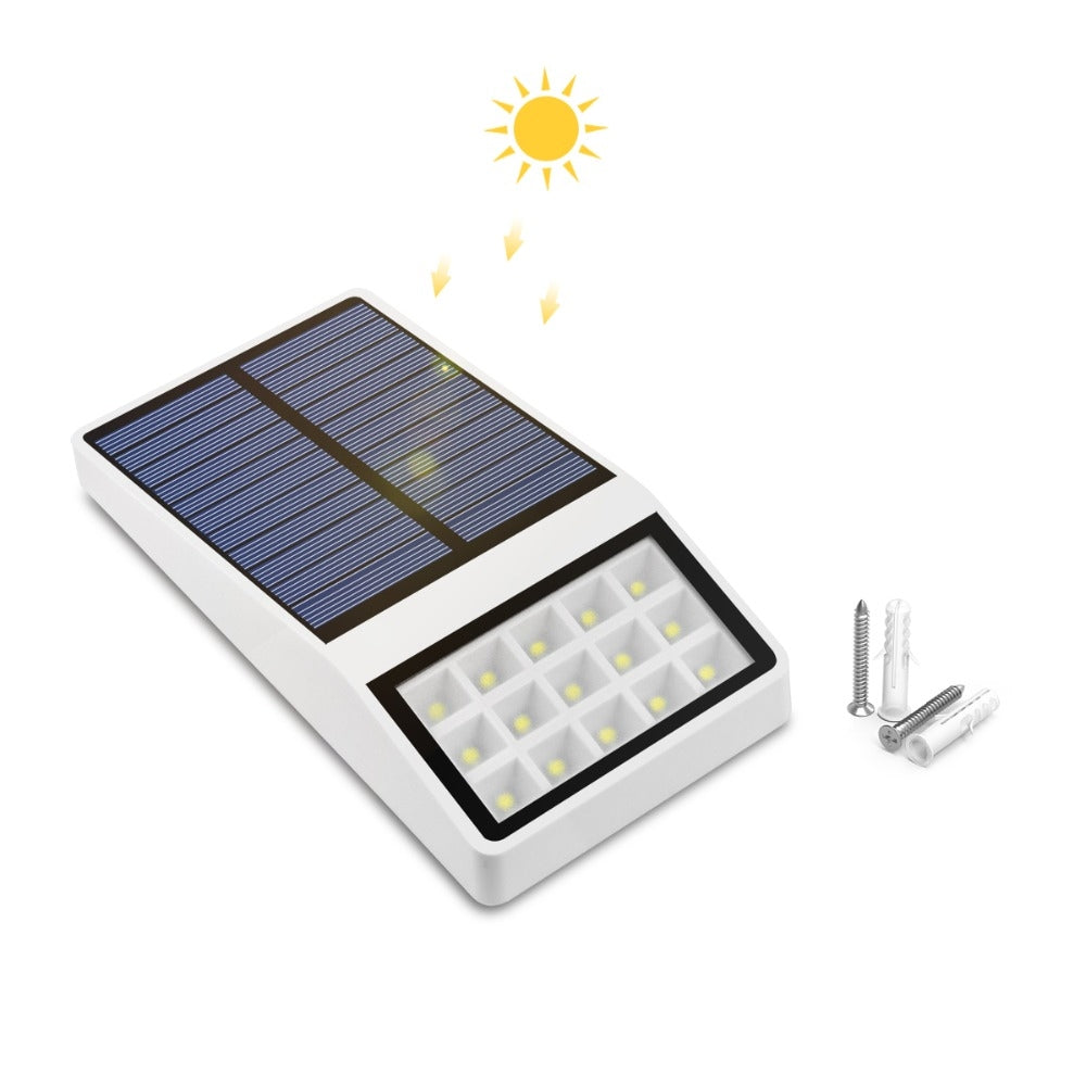 ELECTROPRIME 15 LEDs Light Control Outdoor IP65 Waterproof Solar Powered Garden LED Wall Lamp(Black)