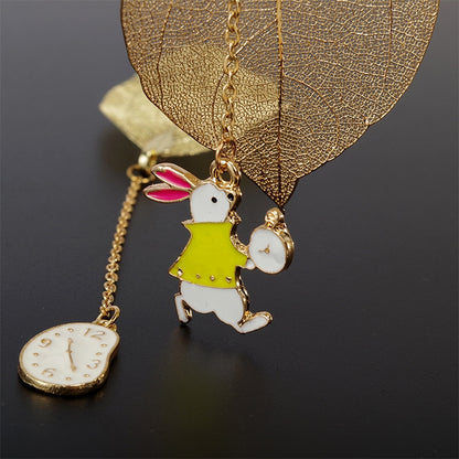 ELECTROPRIME 3 PCS Cute Cartoon Leaf Texture Metal Bookmark Business Gift Student Stationery(Alice)