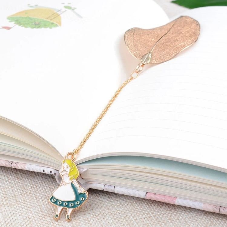 ELECTROPRIME 3 PCS Cute Cartoon Leaf Texture Metal Bookmark Business Gift Student Stationery(Alice)