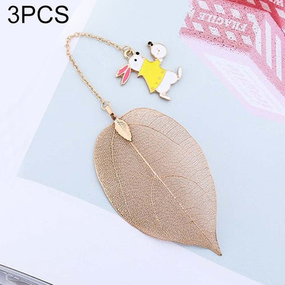 ELECTROPRIME 3 PCS Cute Cartoon Leaf Texture Metal Bookmark Business Gift Student Stationery(Rabbit)