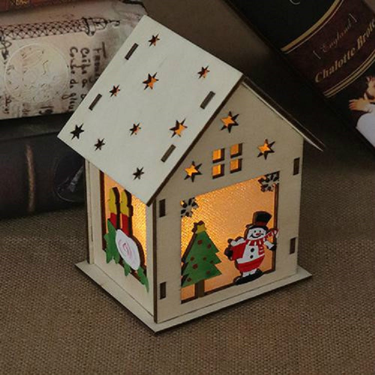 ELECTROPRIME Christmas Luminous Wooden House Christmas Tree Decorations Hanging Ornaments DIY Gift Window Decoration, Style:Large Snowman
