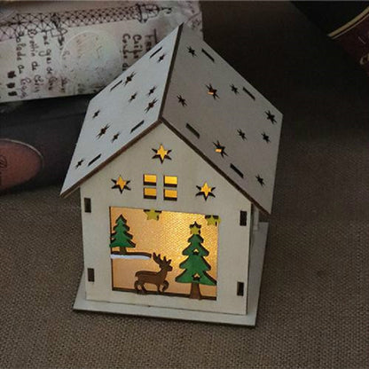 ELECTROPRIME Christmas Luminous Wooden House Christmas Tree Decorations Hanging Ornaments DIY Gift Window Decoration, Style:Large Elk