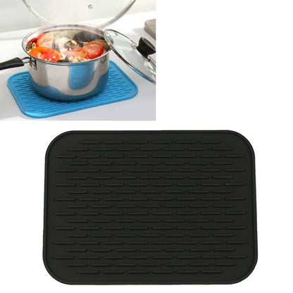 ELECTROPRIME Thicken Colorful Silicone Insulation Mat European Anti-burning Pot Pad Table Waterproof  Phone Pad(Black)