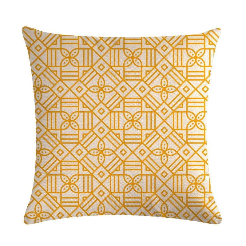 ELECTROPRIME Multi-color Cotton Linen Mustard Pillow Case Yellow Geometric Pillow Covers Decorative Size: 45CM x 45CM(2)