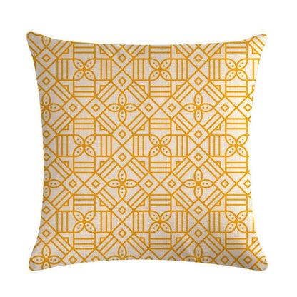 ELECTROPRIME Multi-color Cotton Linen Mustard Pillow Case Yellow Geometric Pillow Covers Decorative Size: 45CM x 45CM(2)