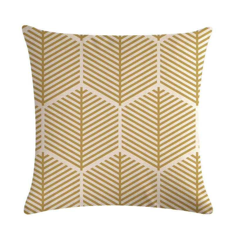ELECTROPRIME Multi-color Cotton Linen Mustard Pillow Case Yellow Geometric Pillow Covers Decorative Size: 45CM x 45CM(5)