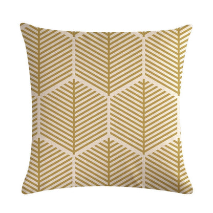 ELECTROPRIME Multi-color Cotton Linen Mustard Pillow Case Yellow Geometric Pillow Covers Decorative Size: 45CM x 45CM(5)