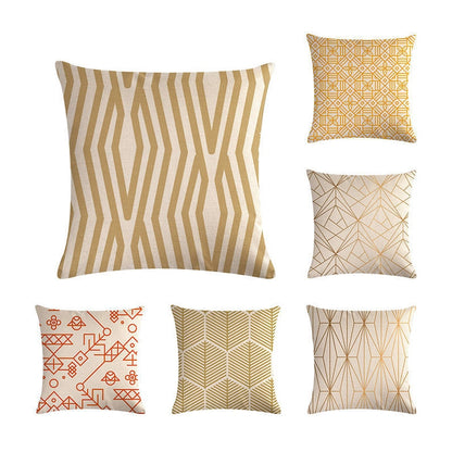 ELECTROPRIME Multi-color Cotton Linen Mustard Pillow Case Yellow Geometric Pillow Covers Decorative Size: 45CM x 45CM(6)