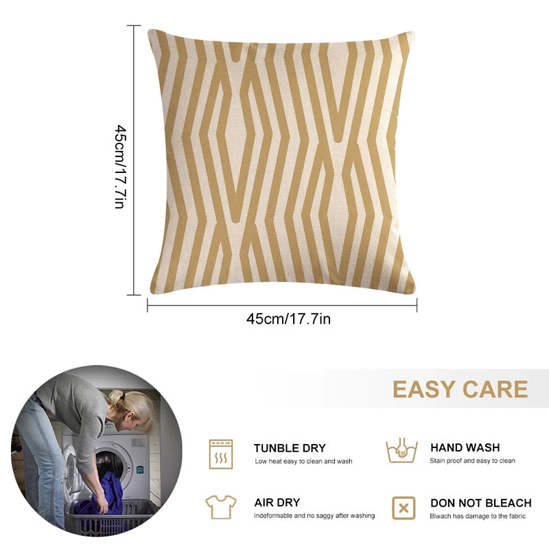 ELECTROPRIME Multi-color Cotton Linen Mustard Pillow Case Yellow Geometric Pillow Covers Decorative Size: 45CM x 45CM(6)