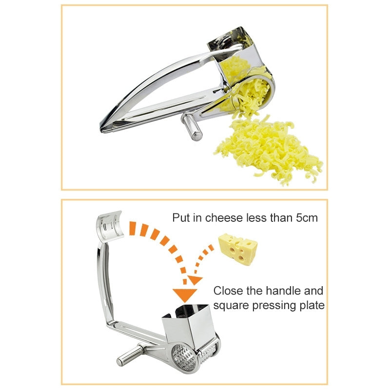 ELECTROPRIME Cheese Grater Rotory Container Stainless Steel Hand-Crank Rotary Shredder with flakes