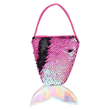 ELECTROPRIME 3 PCS Mermaid Tail Sequins Coin Purse Girls Crossbody Bags Card Holder Wallet(Rose red)