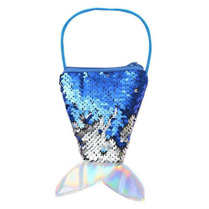 ELECTROPRIME 3 PCS Mermaid Tail Sequins Coin Purse Girls Crossbody Bags Card Holder Wallet(Sapphire)