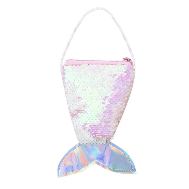 ELECTROPRIME 3 PCS Mermaid Tail Sequins Coin Purse Girls Crossbody Bags Card Holder Wallet( Pink)