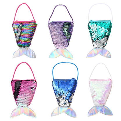 ELECTROPRIME 3 PCS Mermaid Tail Sequins Coin Purse Girls Crossbody Bags Card Holder Wallet( Pink)