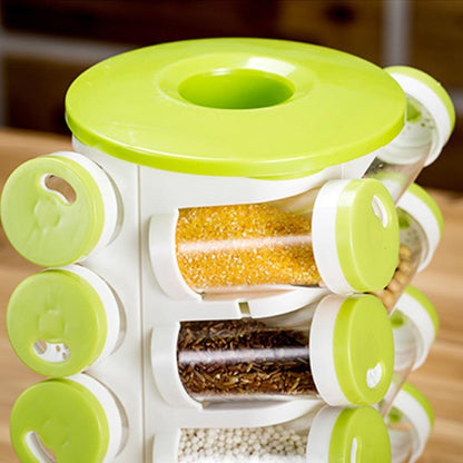 ELECTROPRIME 16pcs / Set Seasoning Cans Pepper Salt Cruet Plastic Bottle Kitchen Spice Jar Pepper Shaker Box Spice Rack Set