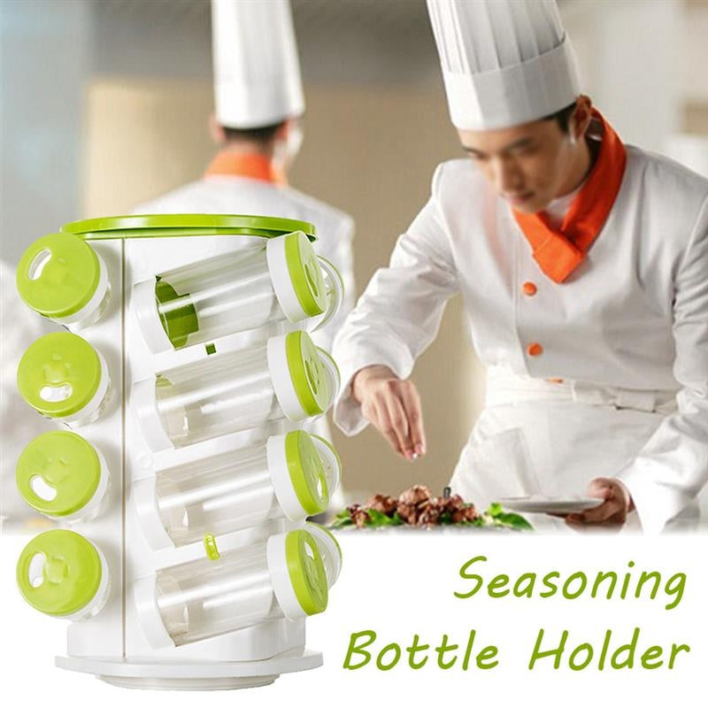 ELECTROPRIME 16pcs / Set Seasoning Cans Pepper Salt Cruet Plastic Bottle Kitchen Spice Jar Pepper Shaker Box Spice Rack Set