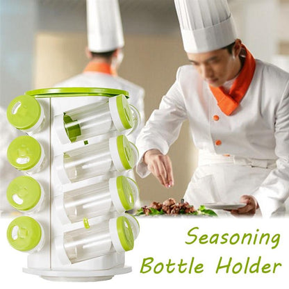 ELECTROPRIME 16pcs / Set Seasoning Cans Pepper Salt Cruet Plastic Bottle Kitchen Spice Jar Pepper Shaker Box Spice Rack Set