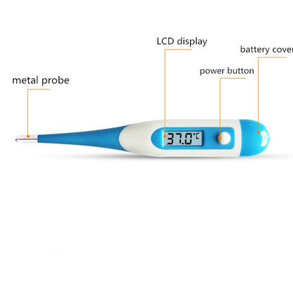 ELECTROPRIME 2 PCS LCD Electronic Digital Baby Thermometer Waterproof Soft Tip Medicine Home Thermometer, Random Color Delivery
