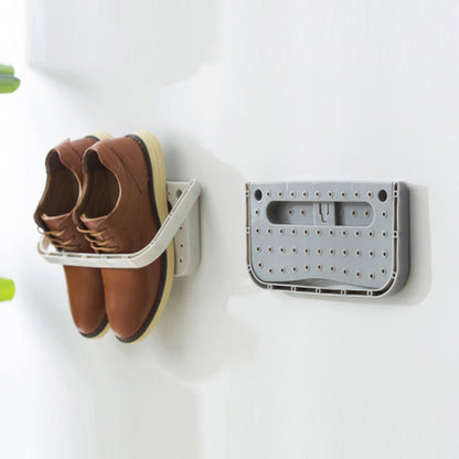 ELECTROPRIME Suction Cup Multi Function Folding Wall Hanging Slippers Storage Rack(Gray)