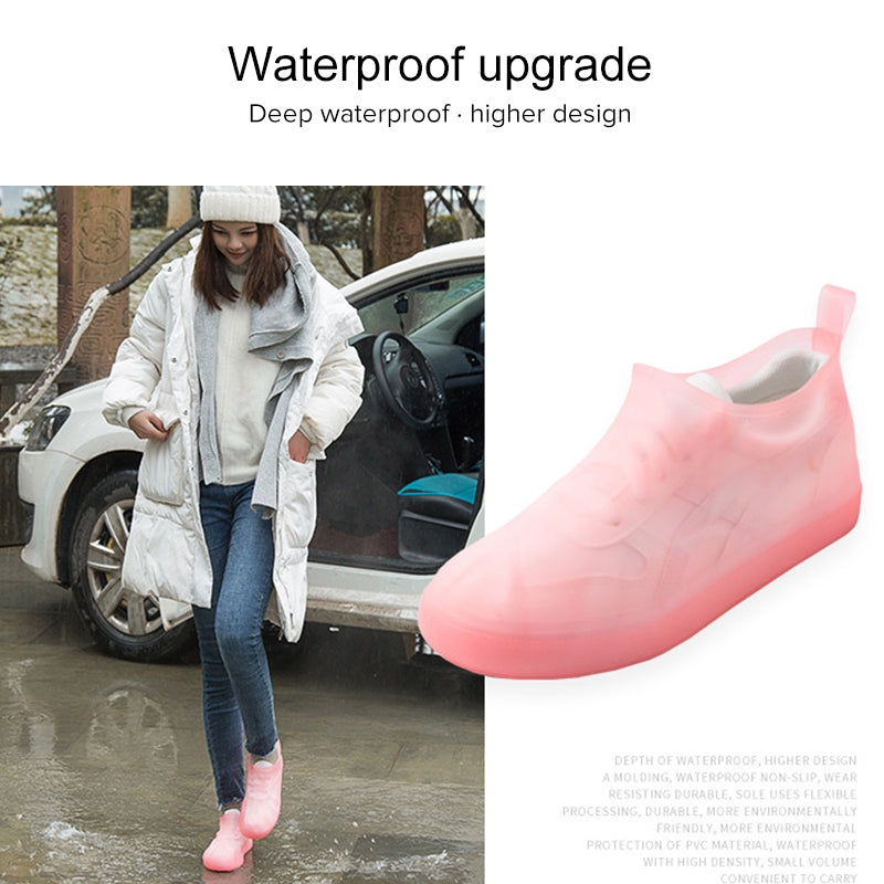 ELECTROPRIME Portable Rain Boots Non-Slip Reusable Waterproof PVC Shoes Covers(White)