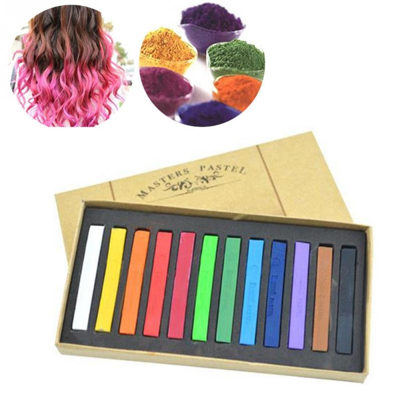 ELECTROPRIME 12 / 24 / 36 / 48 Colors Solid Powder Smooth Brush Portable Stick Toner Painting Chalk Set 12 Colors
