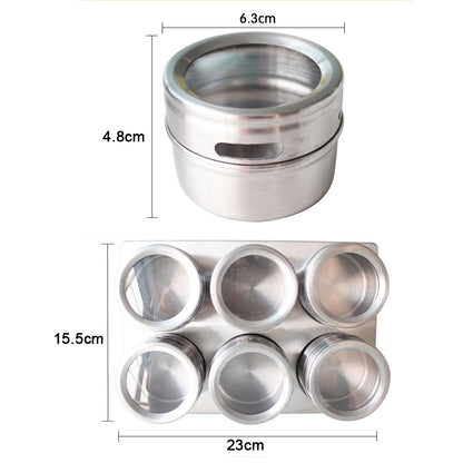 ELECTROPRIME 6 in 1 Kitchen Stainless Steel Salt Condiment Set Spice Jars Container Spice Bottles