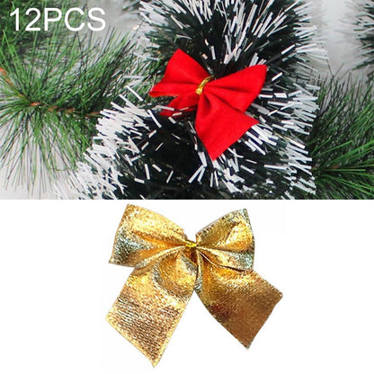 ELECTROPRIME 12 PCS Flocked Bow Christmas Tree Decoration(gold)